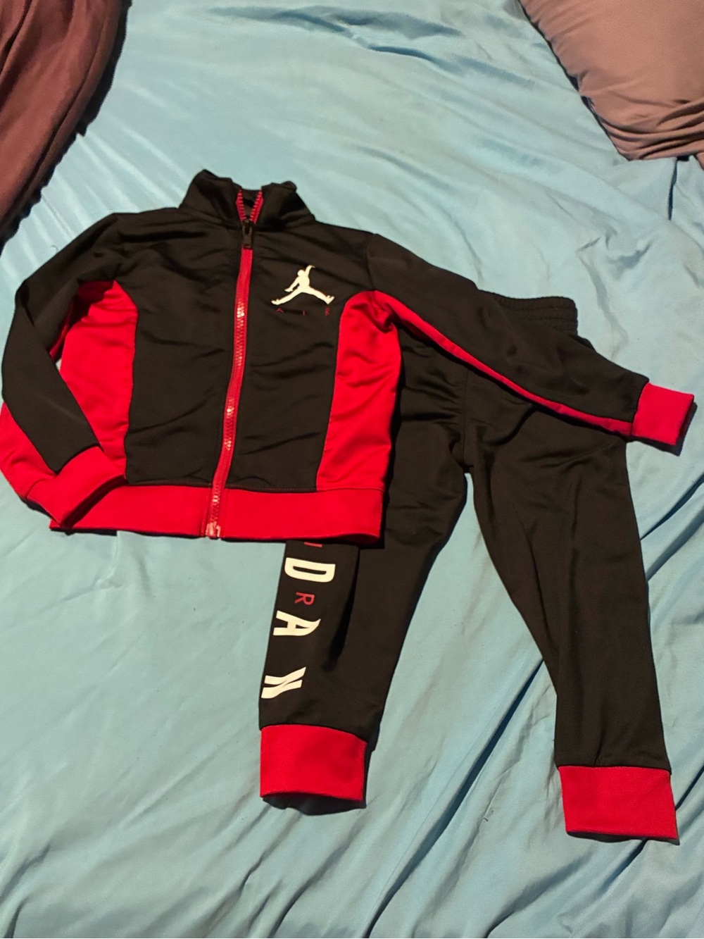 Jordan Black and Red Kids Track Pajama Set with Jumpman Logo